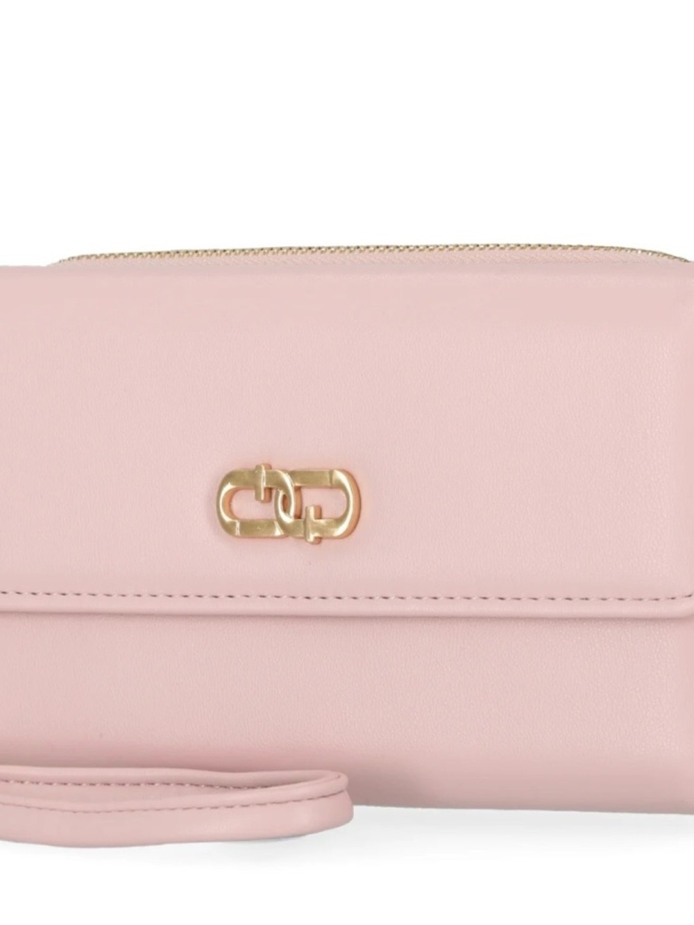 Soft Blush Pink Leather Wristlet with Gold Accent